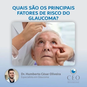 O Glaucoma é uma doença silenciosa e pode levar à perda irreversível da visão. Entre os principais fatores de risco estão: histórico familiar, idade acima de 40 anos, pressão intraocular elevada, e doenças como diabetes e hipertensão.  Cuide da sua visão! Agende uma consulta com o especialista em Glaucoma no CEO - Centro de Excelência em Oftalmologia. A prevenção é o melhor caminho para preservar sua saúde ocular. 🌟👓 . 📲 (37) 3237-4600 📲 (37) 3237-4602 📲 (37) 3237-4605 . #Ceo #CeoOftalmologia #Oftalmologia #parademinas #parademinasmg #saudeocular #glaucoma #CuidadoComOsOlhos